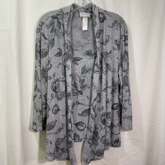 Alfred Dinner 2X One Piece Cardigan Over Connected Tank Grays With Silver Accent - Picture 2 of 8